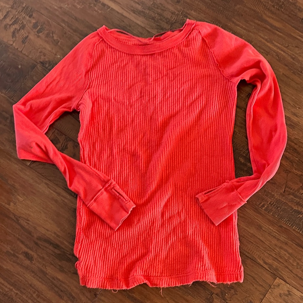 We The Free Bright Red Long Sleeve Top